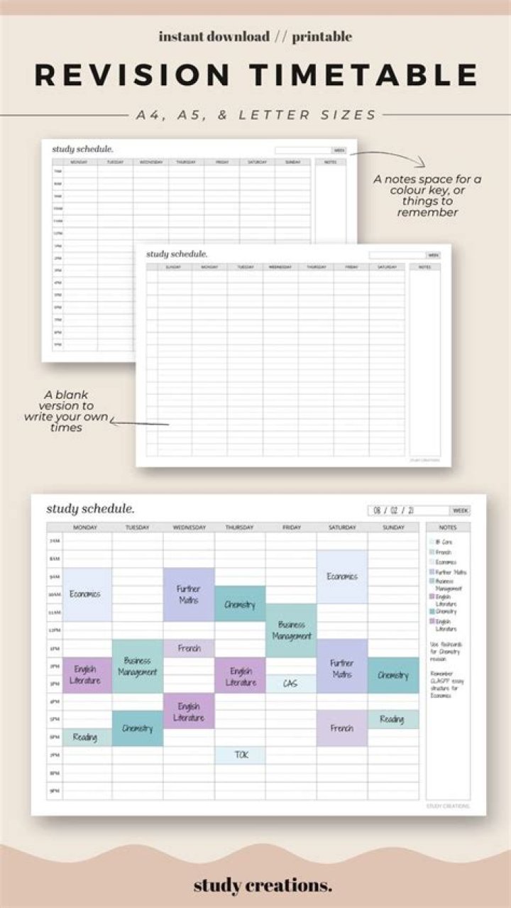 Revision Schedules on Sheets